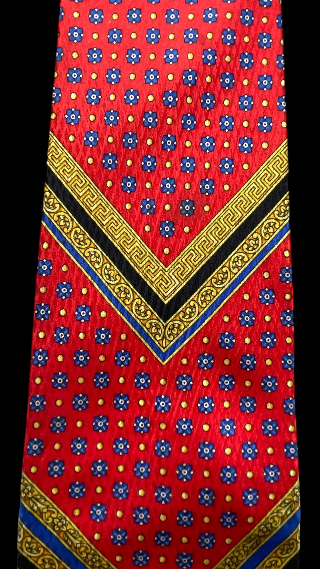 Vintage Red Floral/Baroque Crepe Silk Jacquard Tie by GIANNI VERSACE (9.5 cm by 148 cm)