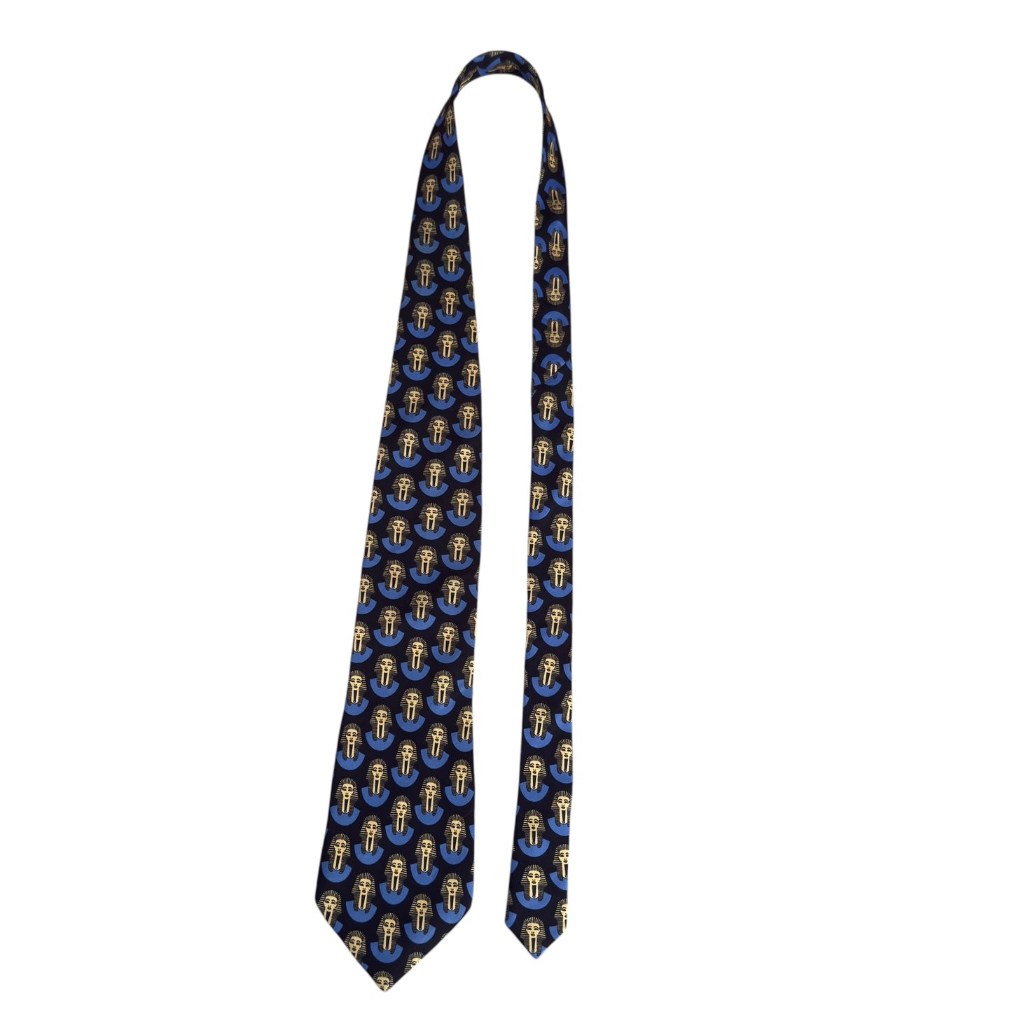 AUGUSTIN Paris Vintage Black King Tutankhamun Silk Tie  (10.7 cm by 148 cm)