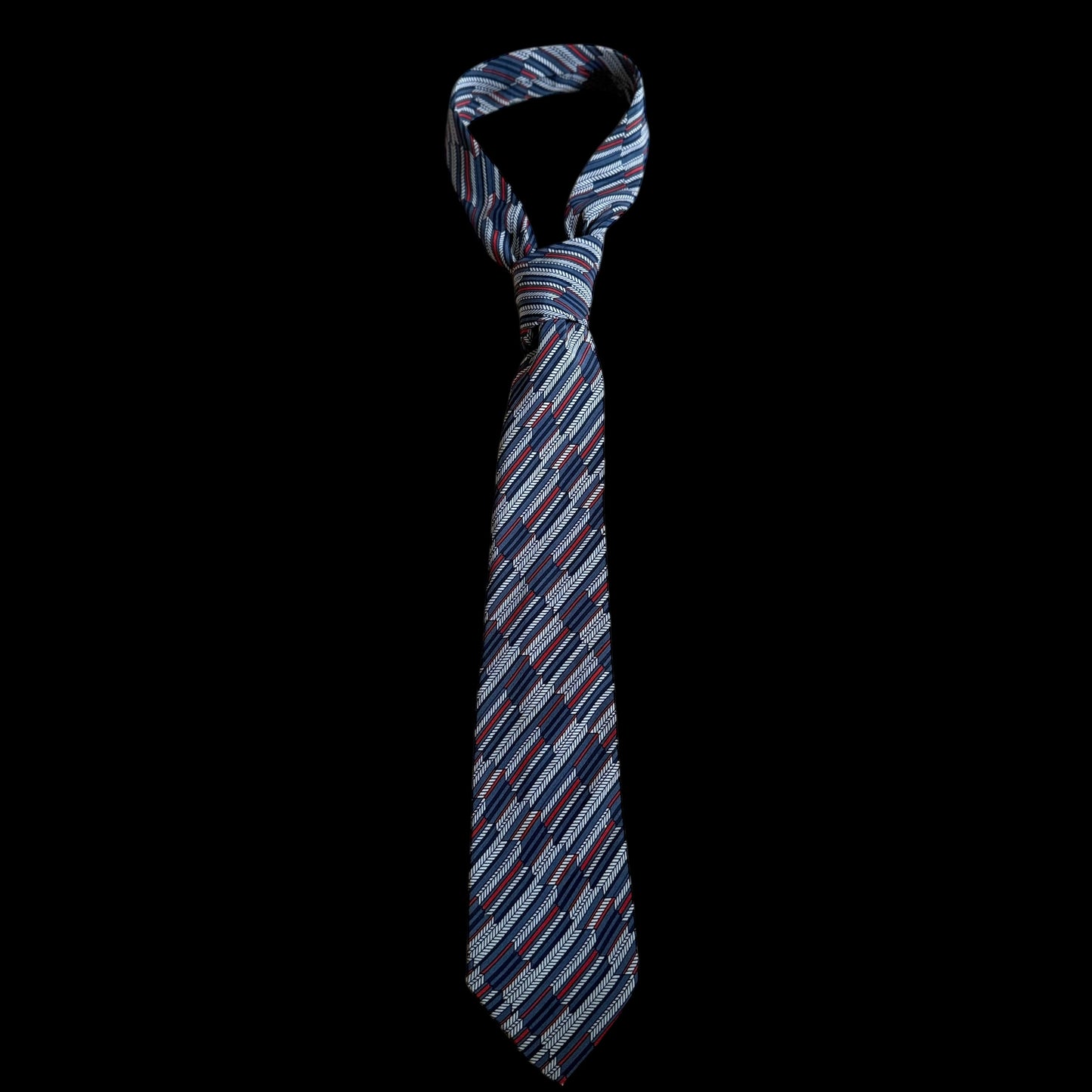 Vintage Grey Geometric Crepe Silk Tie by ROYAL HOUSE Lyon (8 cm by 146.5 cm)