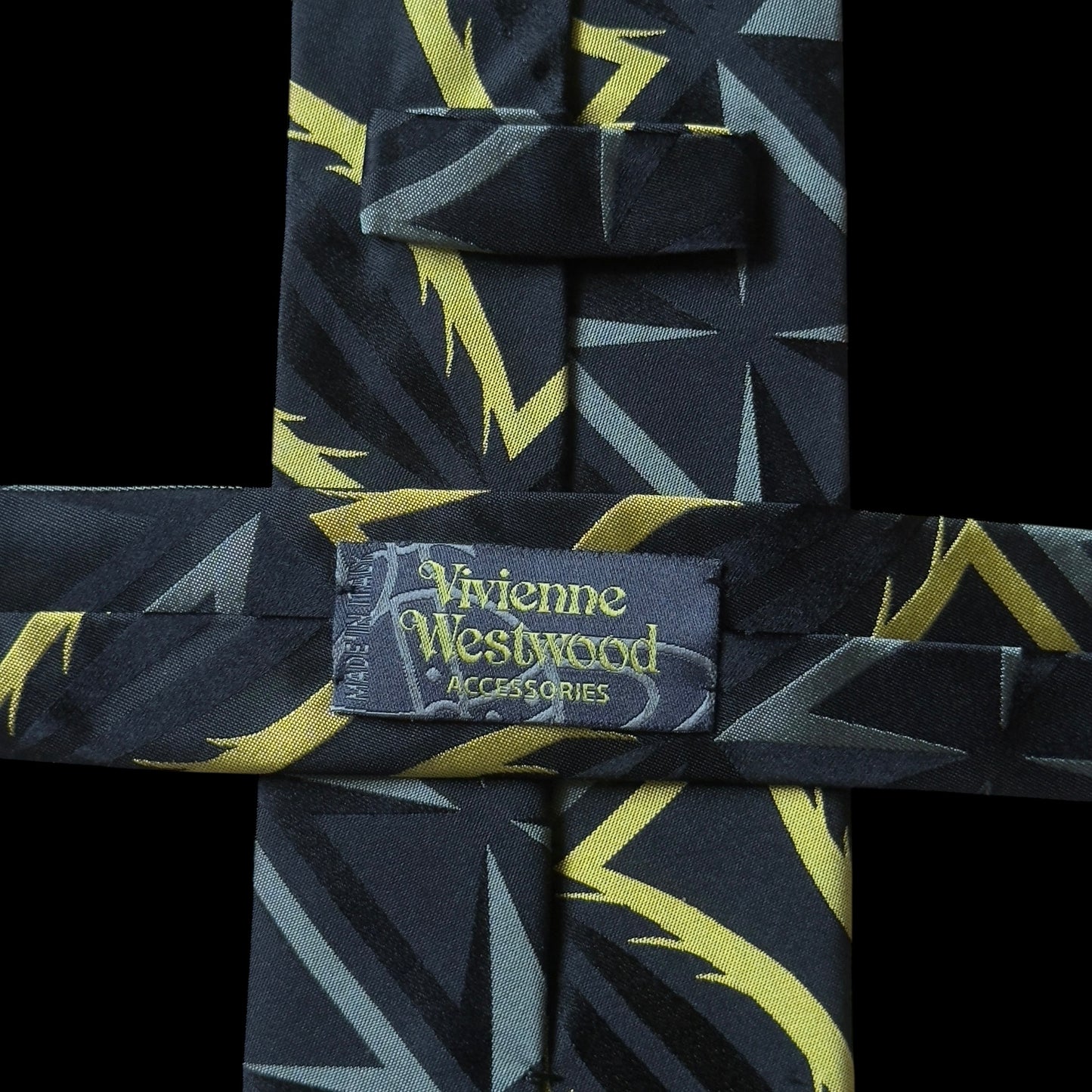 VIVIENNE WESTWOOD Black Abstract Silk Tie (8.7 cm by 153 cm) Medium Front Width.