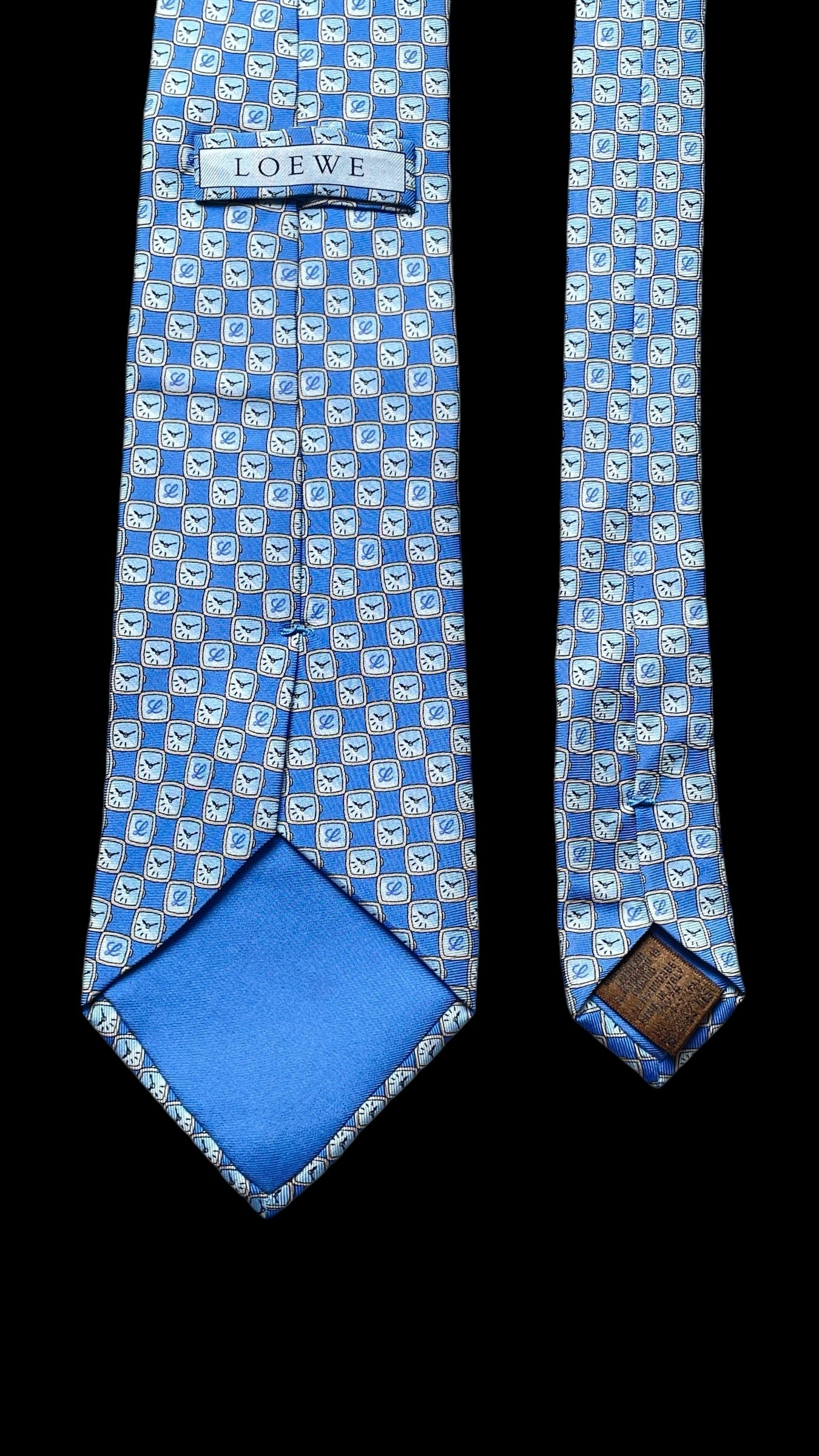 LOEWE Vintage Blue Logos Silk Tie (9 cm by 150 cm)