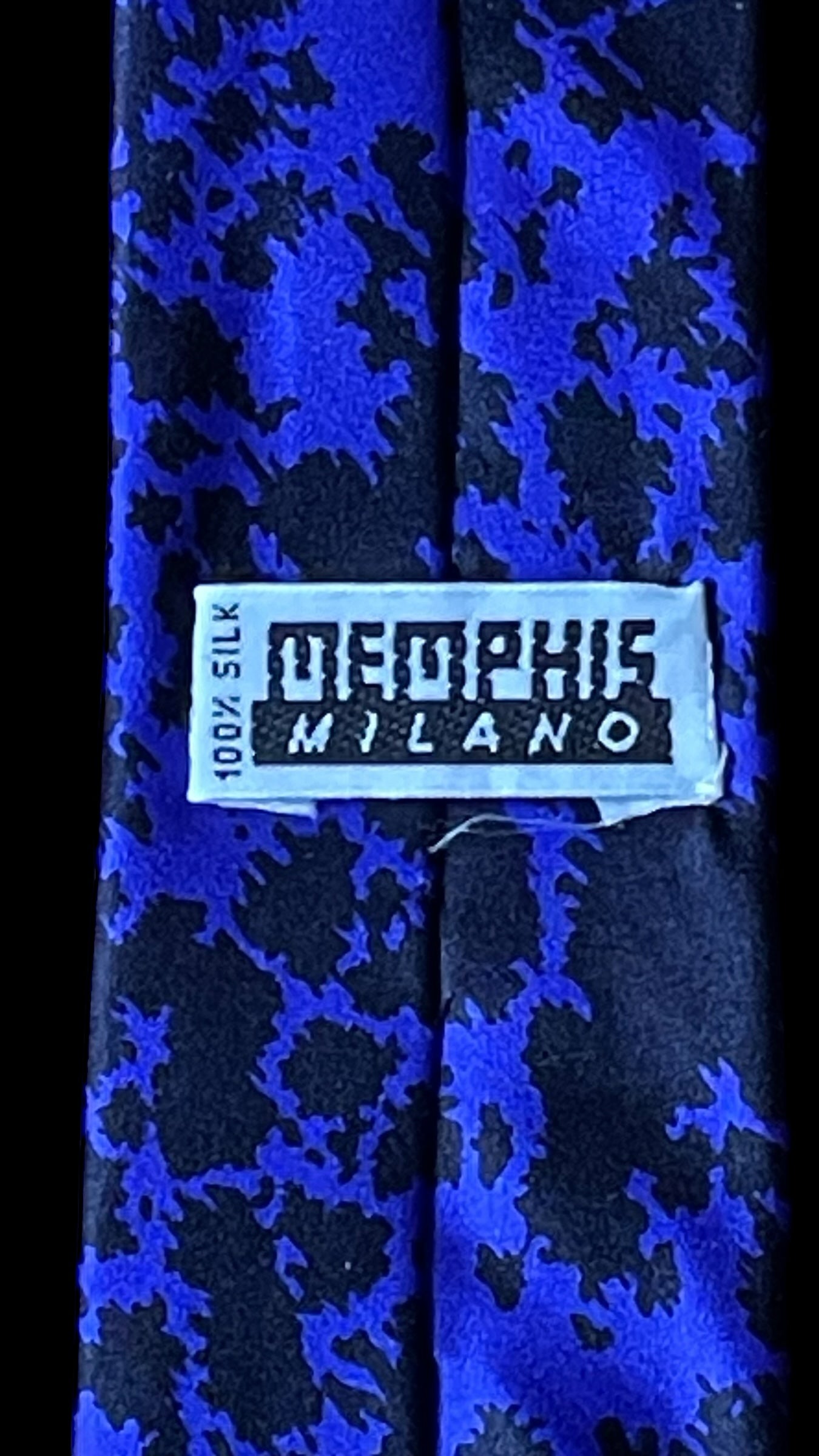 MEMPHIS MILANO Vintage Bright Dark-Purple Crepe Silk Tie/Pocket Square Set (Skinny Square  Front Size 5.2 cm)