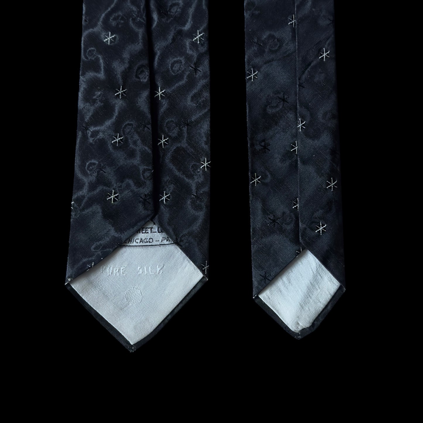 Vintage Black Abstract Silk Jacquard Tie By A. SULKA Company (6.5 cm by 132 cm)