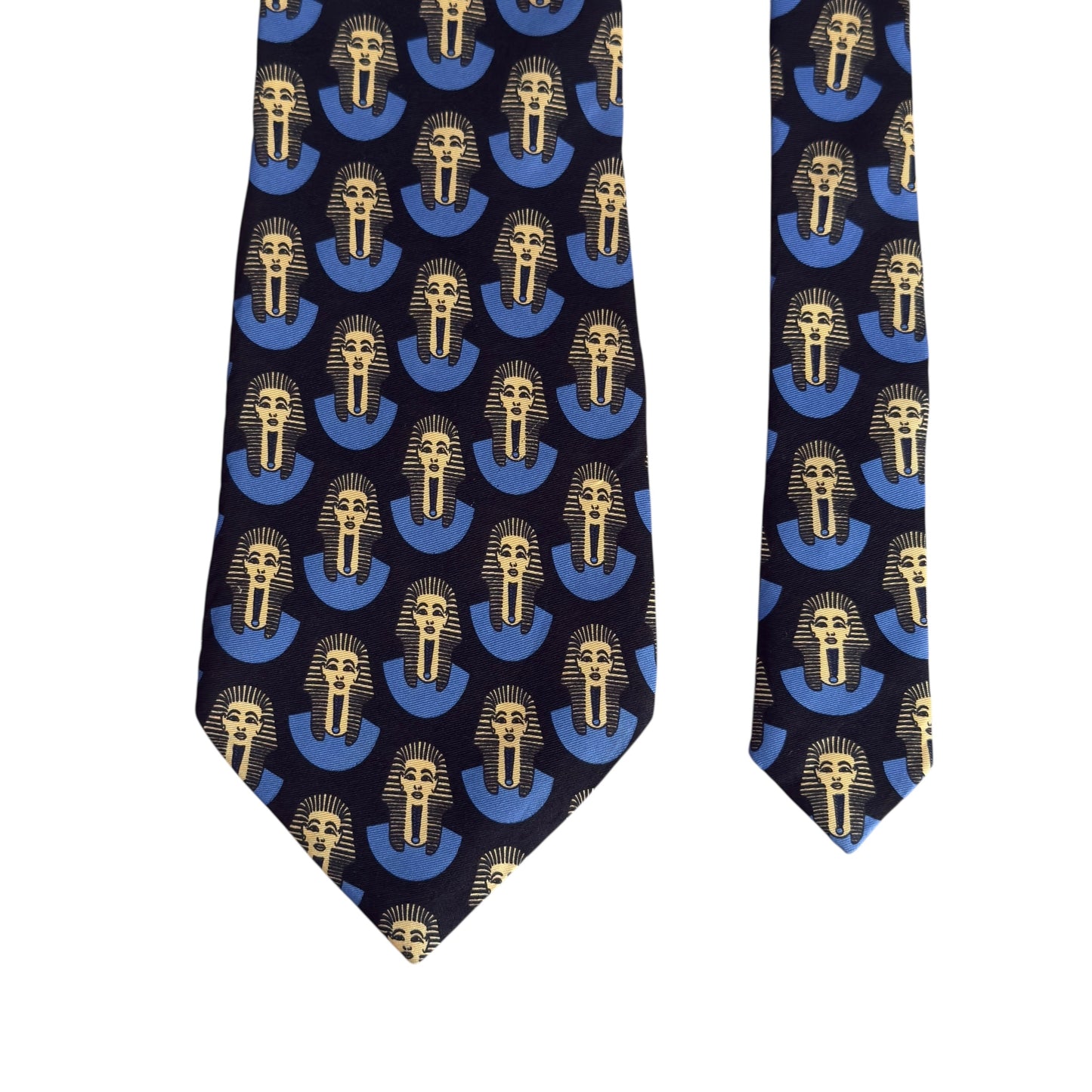 AUGUSTIN Paris Vintage Black King Tutankhamun Silk Tie  (10.7 cm by 148 cm)