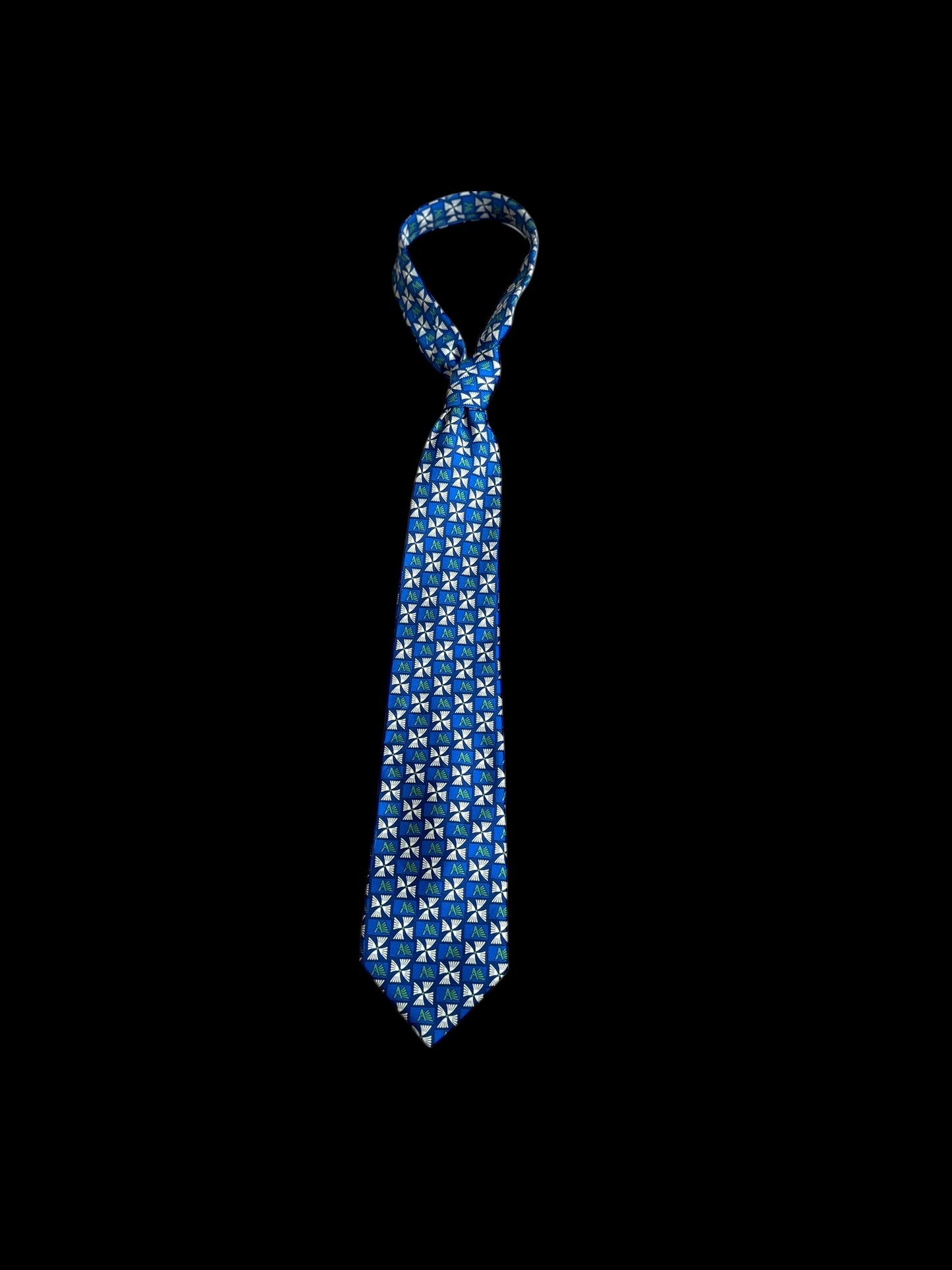 CREATION PROJECTIF   Vintage Navy Blue Abstract Silk Tie (9 cm by 151 cm)