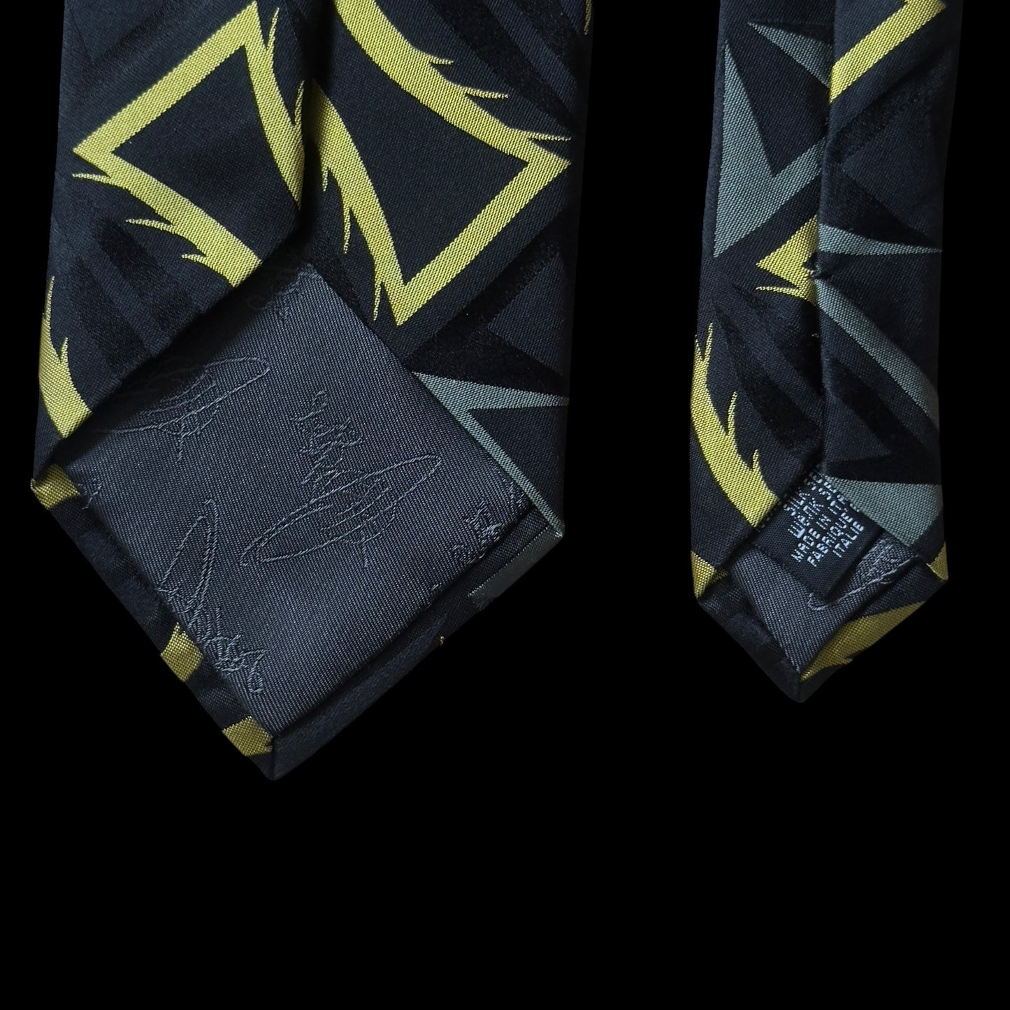 VIVIENNE WESTWOOD Black Abstract Silk Tie (8.7 cm by 153 cm) Medium Front Width.