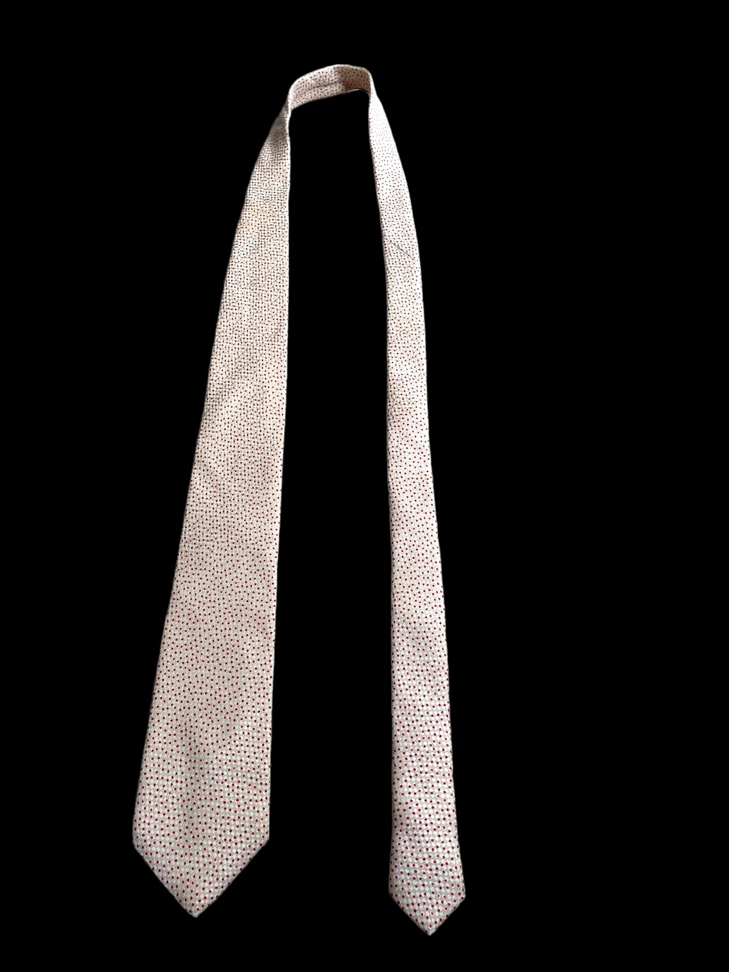 BRIONI vintage off white dots crepe silk jacquard tie (8.1 cm by 146 cm)