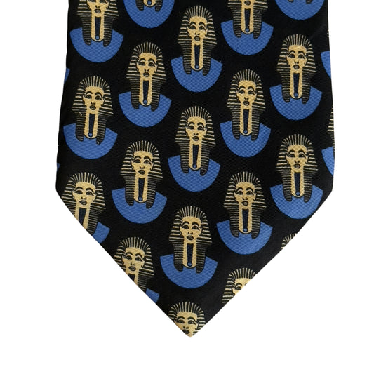 AUGUSTIN Paris Vintage Black King Tutankhamun Silk Tie  (10.7 cm by 148 cm)