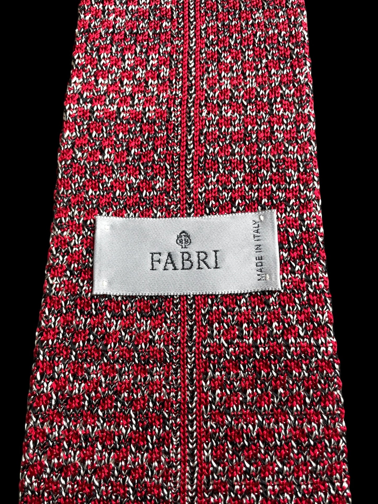 FABRI Vintage Red Knitted Silk Tie  (9.7 cm by 140.5 cm)