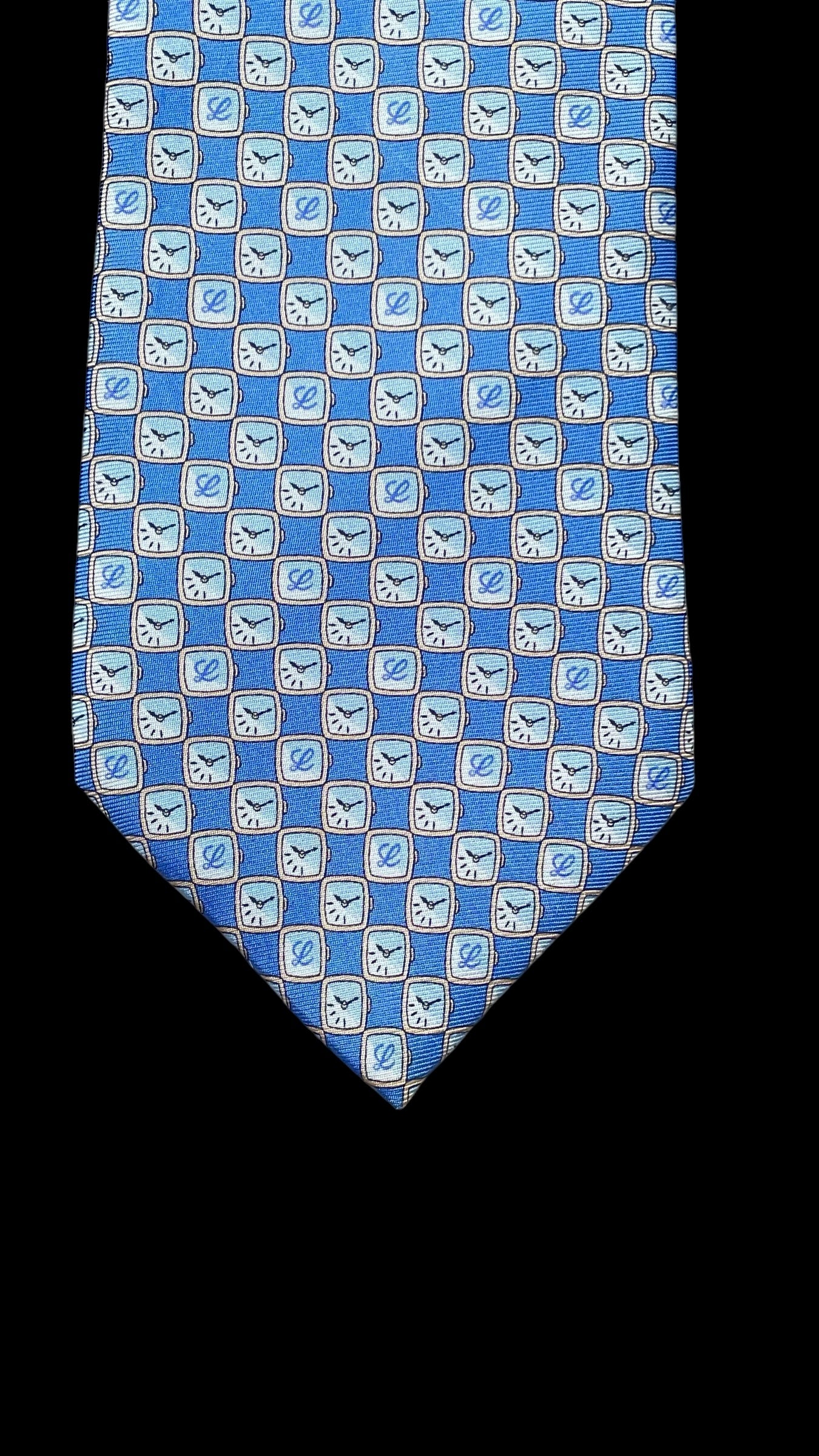 LOEWE Vintage Blue Logos Silk Tie (9 cm by 150 cm)