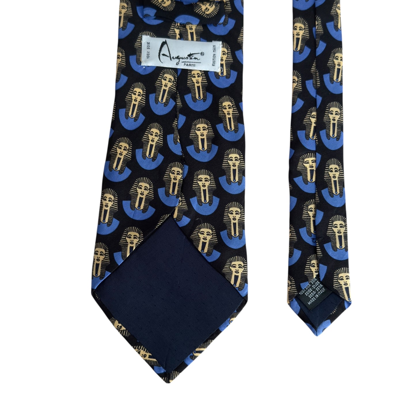 AUGUSTIN Paris Vintage Black King Tutankhamun Silk Tie  (10.7 cm by 148 cm)