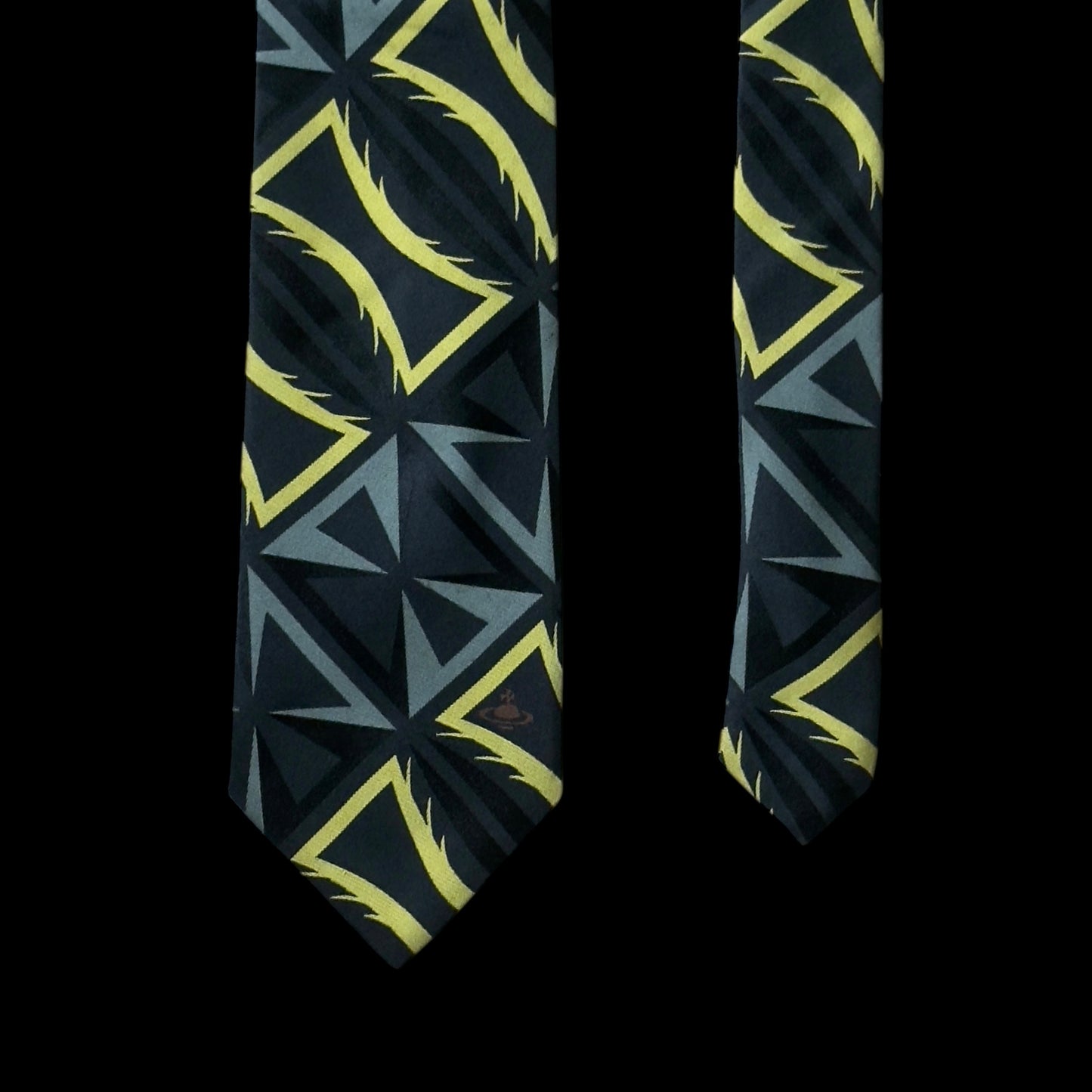 VIVIENNE WESTWOOD Black Abstract Silk Tie (8.7 cm by 153 cm) Medium Front Width.
