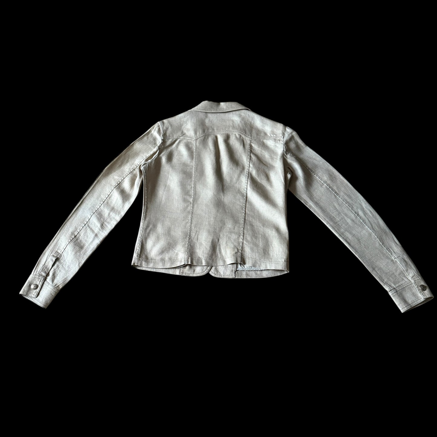 CHANEL Vintage Safari-Style Jacket. Size 38 (Small) Linen/Silk Blended