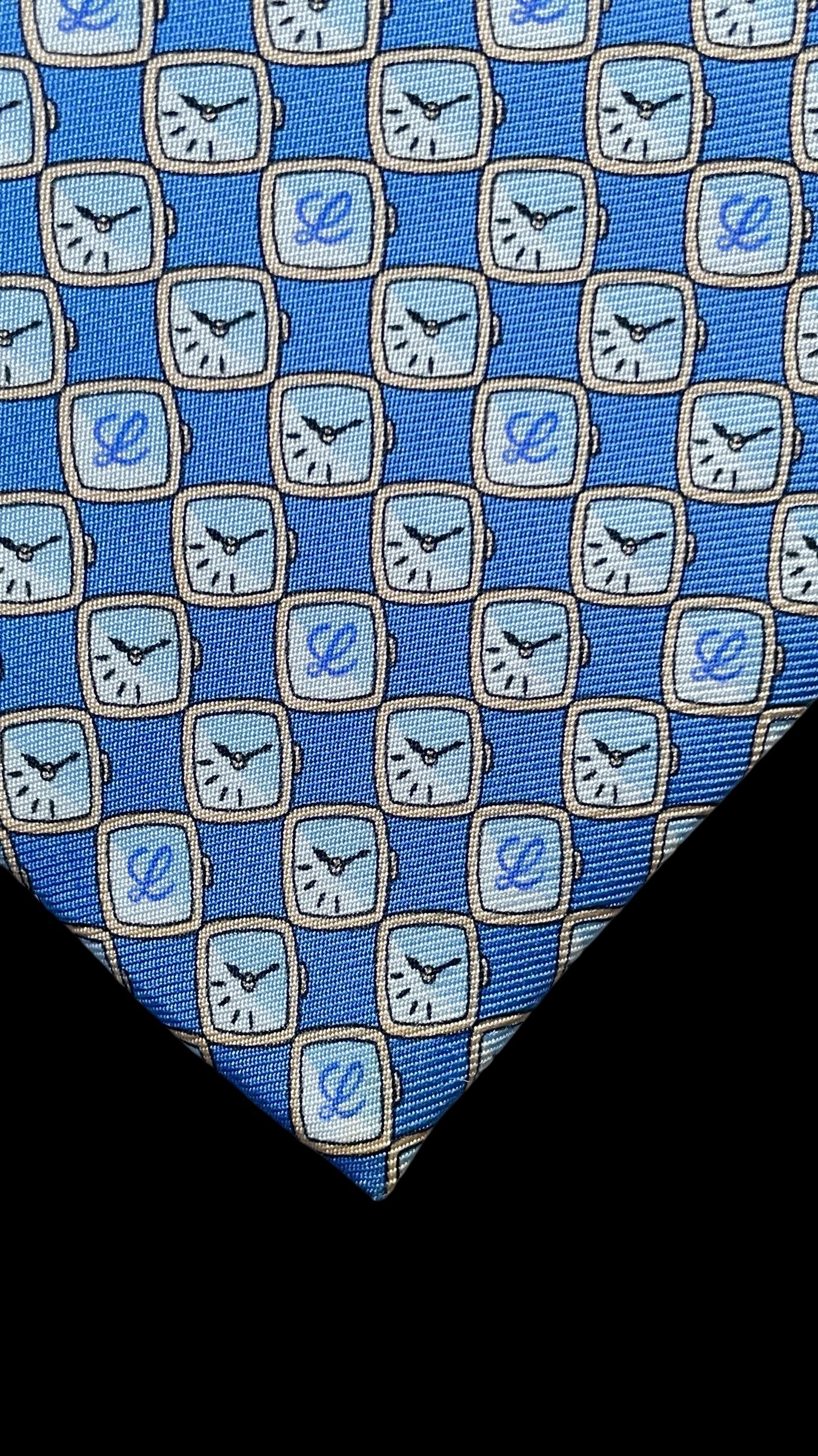 LOEWE Vintage Blue Logos Silk Tie (9 cm by 150 cm)