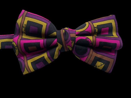 EMILIO PUCCI Vintage Purple Geometric Silk Bow Tie (11.8 cm by 7.2 cm) Normal Front Size.