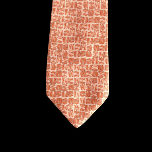 Vintage White Logos Silk Tie By VIVENDI (8.8 cm by 151 cm)