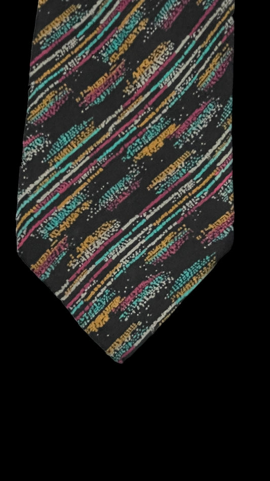 MISSONI Vintage Black Arty Crepe Silk Tie (8.3 cm by 142 cm) Medium Front Size.