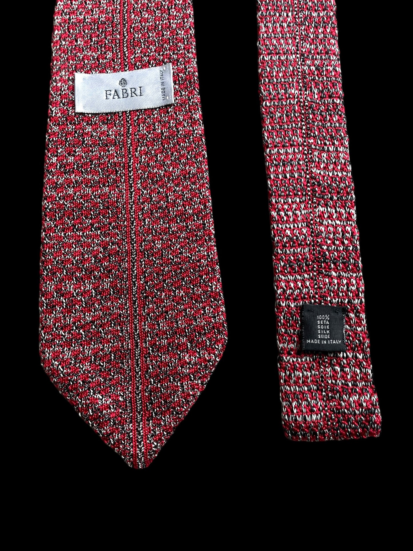 FABRI Vintage Red Knitted Silk Tie  (9.7 cm by 140.5 cm)