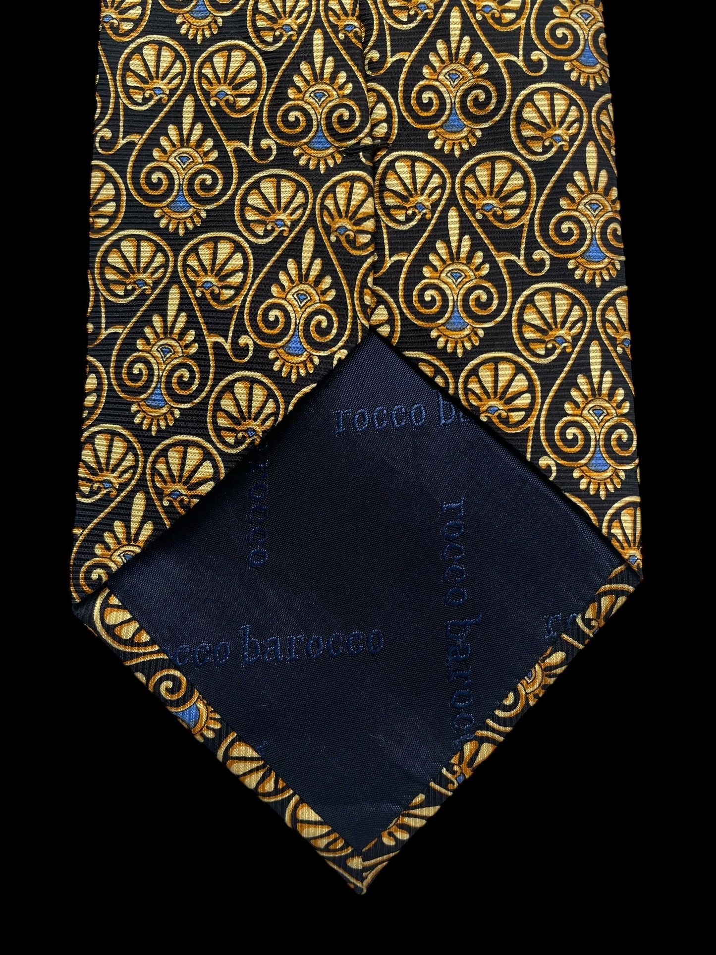 ROCCO BAROCCO Vintage Black Baroque Silk Tie (9.5 cm by 149 cm) Normal Front Size