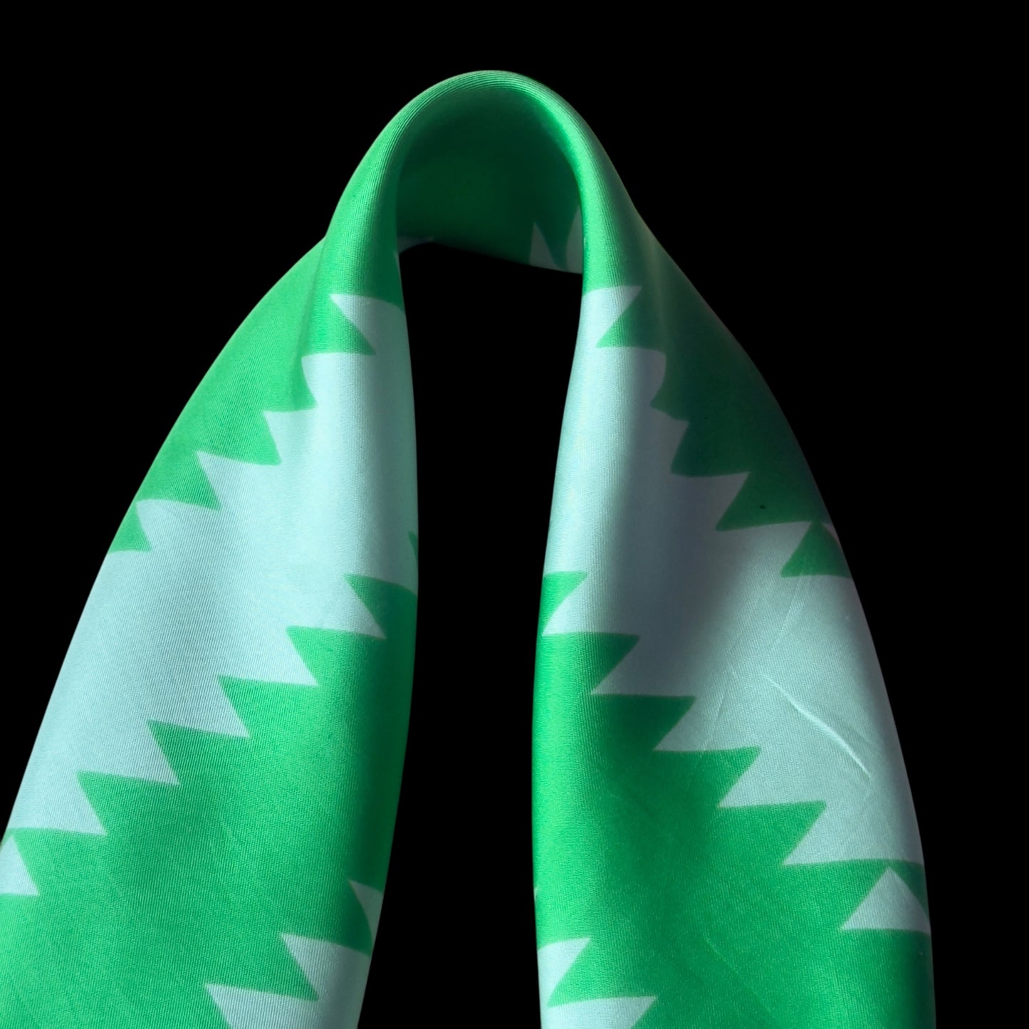 CARITA Paris Vintage Green Geometric Silk Scarf (69 cm by 66.5 cm)