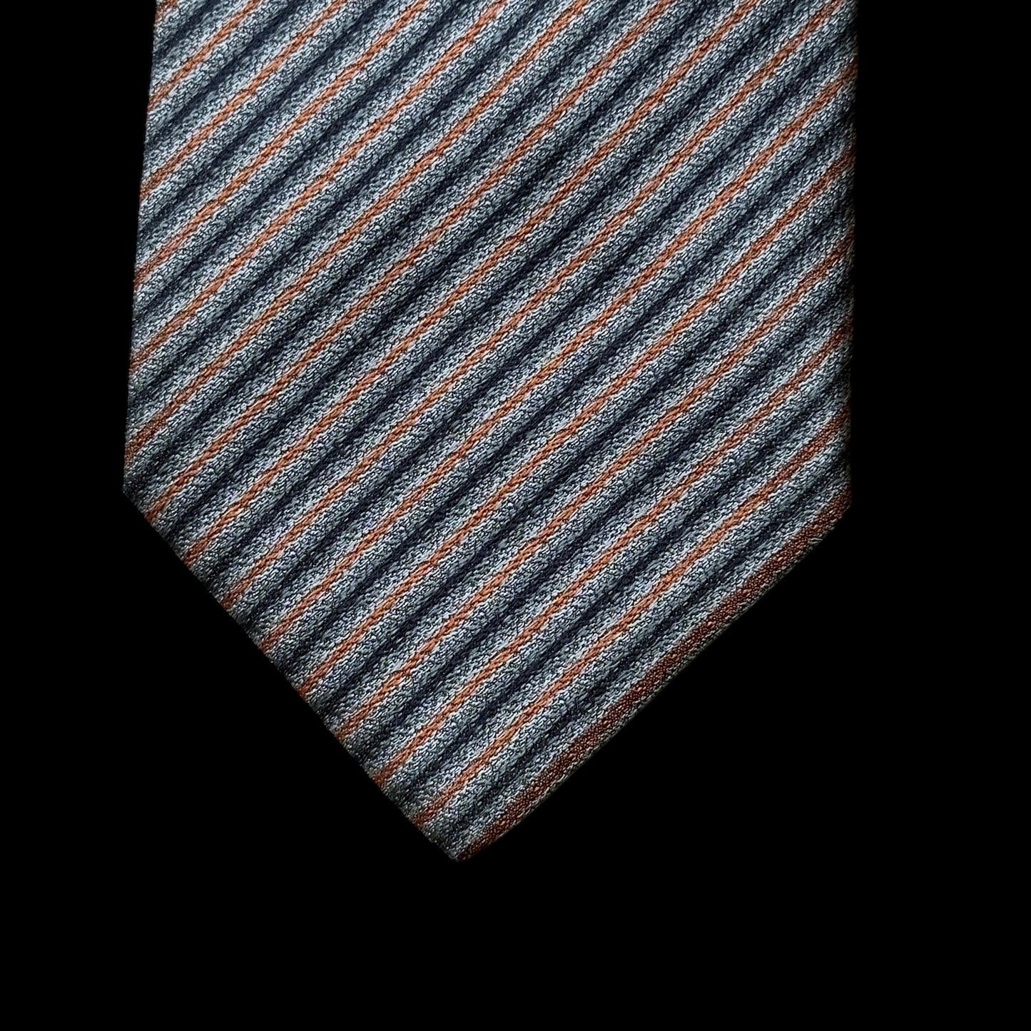 GUCCI Vintage Dark Grey Stripes Silk Tie (9.4 cm by 151.7 cm)  Normal Front