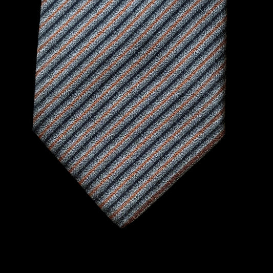 GUCCI Vintage Dark Grey Stripes Silk Tie (9.4 cm by 151.7 cm)  Normal Front