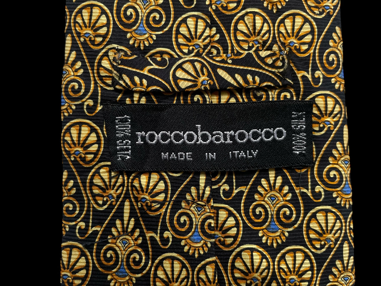 ROCCO BAROCCO Vintage Black Baroque Silk Tie (9.5 cm by 149 cm) Normal Front Size
