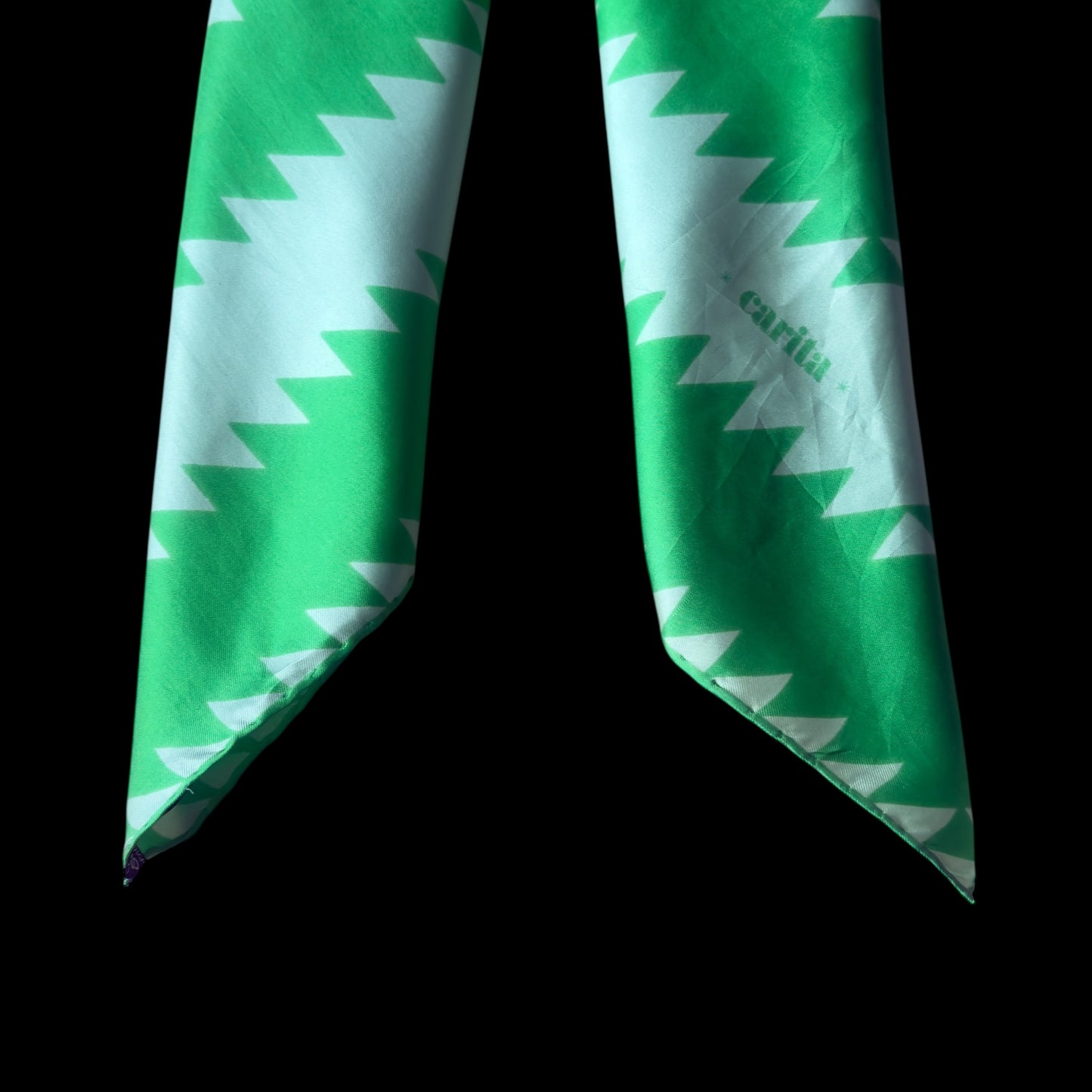 CARITA Paris Vintage Green Geometric Silk Scarf (69 cm by 66.5 cm)