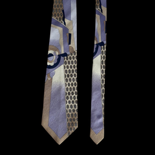 VITALIANO PANCALDI Vintage Lavender Abstract Crepe Silk Jacquard Tie (10 cm by 146 cm)