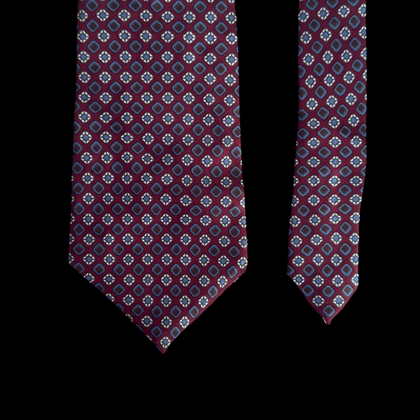 Vintage Burgundy Floral Dots Silk Tie By LEONARD LYLE (10 cm by 139 cm)