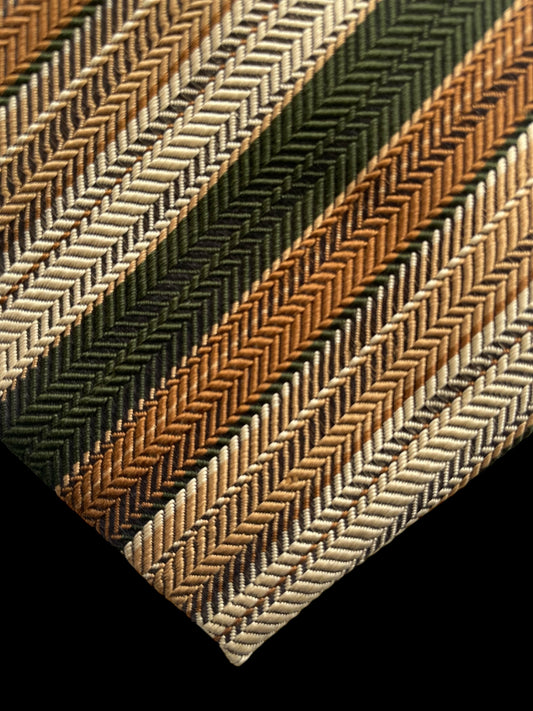 BEALE & INMAN Vintage Dark Green Stripes Silk Jacquard Tie (8.9 cm by 142 cm) Medium Front Size.