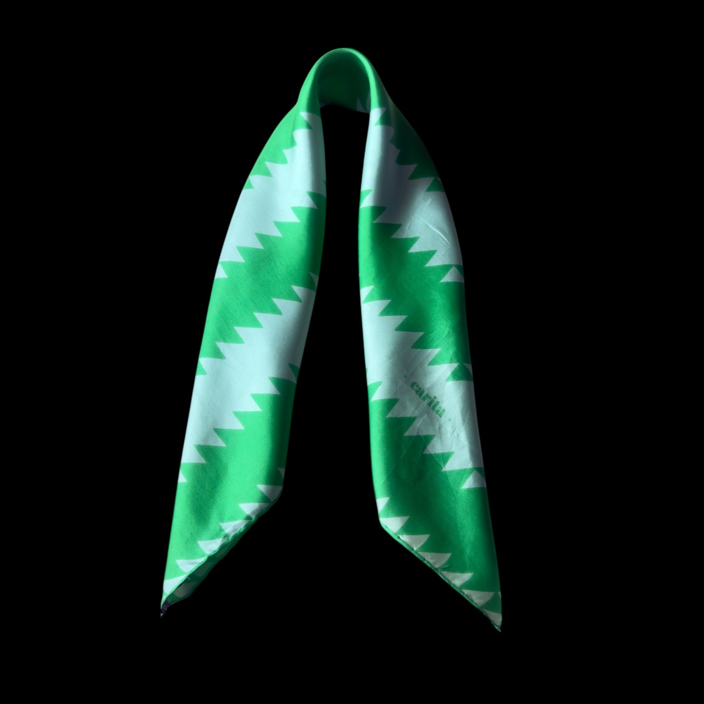 CARITA Paris Vintage Green Geometric Silk Scarf (69 cm by 66.5 cm)
