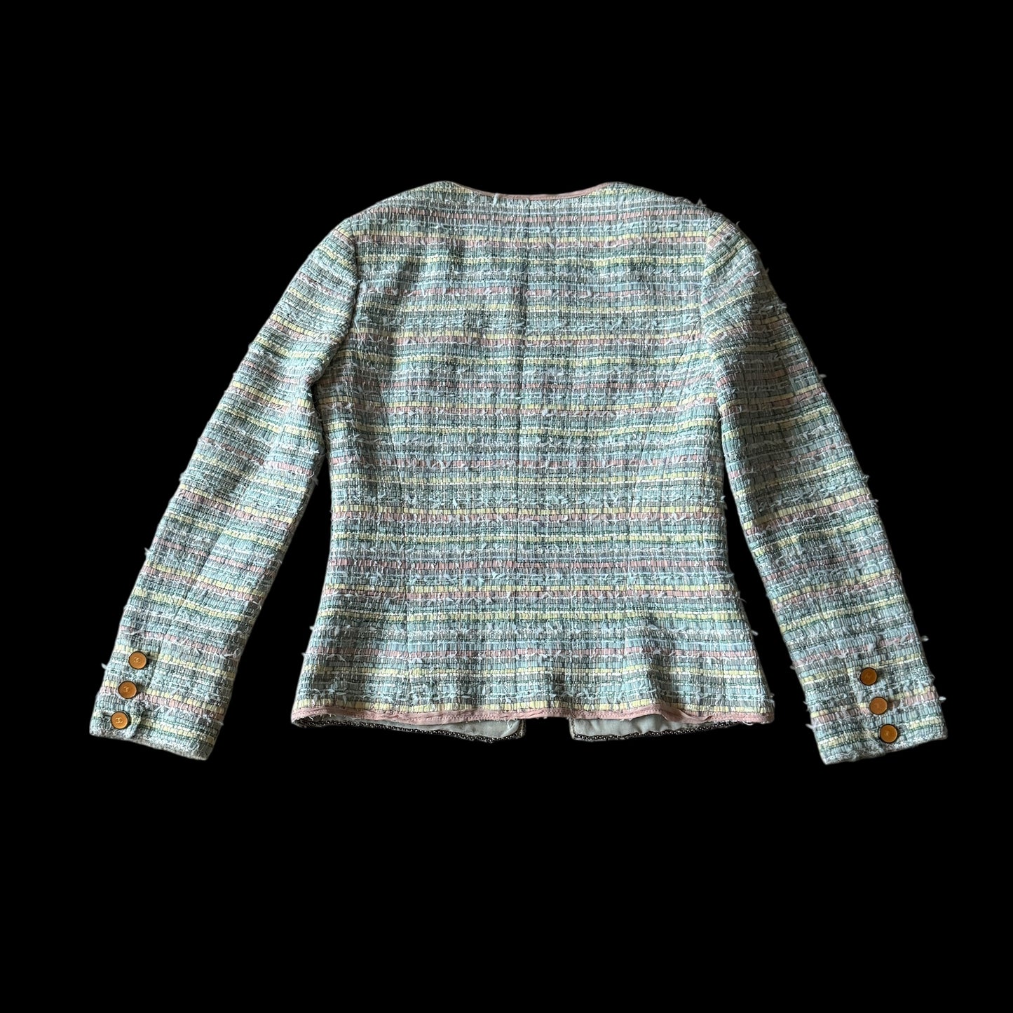 CHANEL Vintage Light Grey Tweed Jacket. Size 34 (Extra Small).