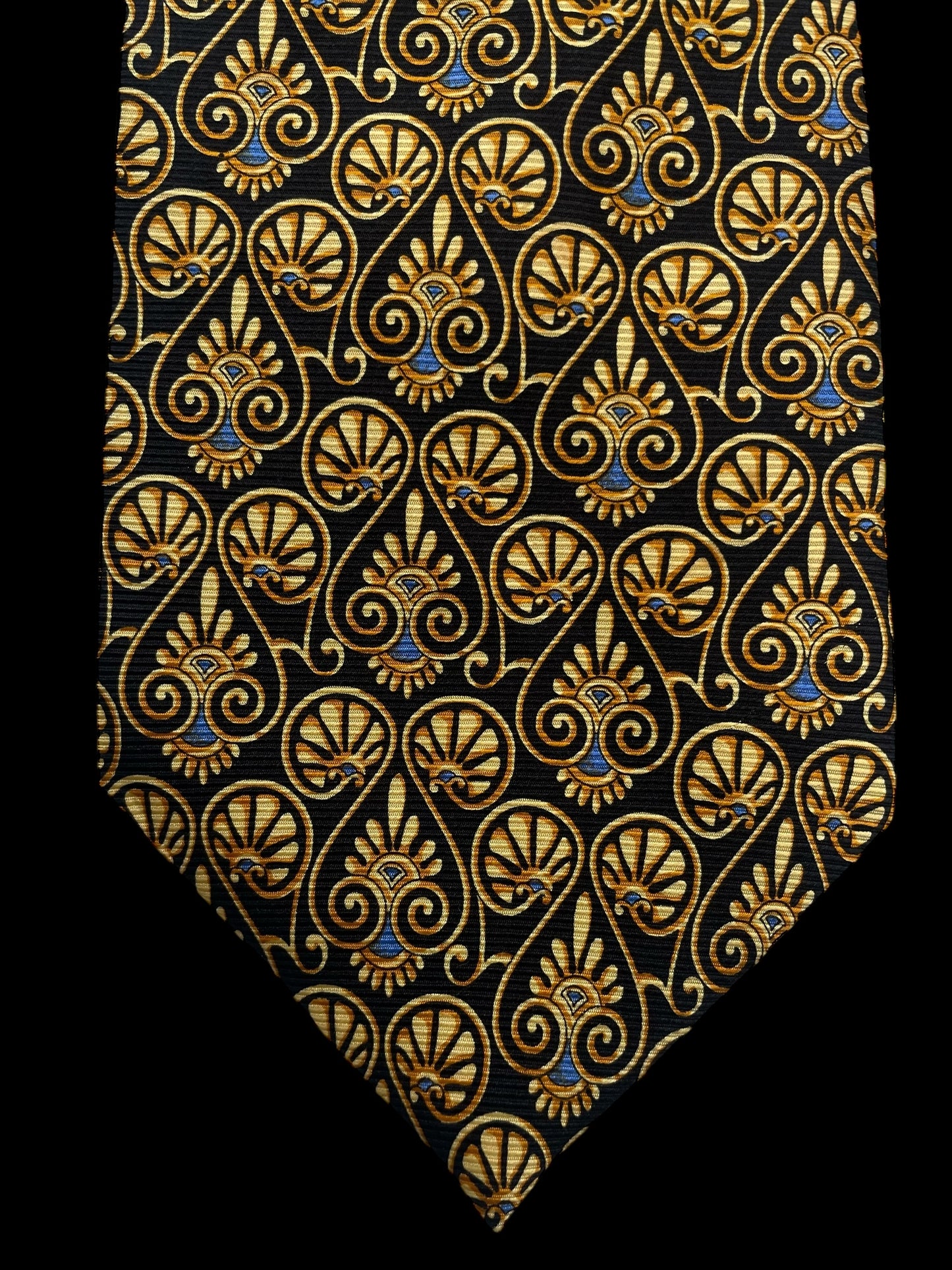 ROCCO BAROCCO Vintage Black Baroque Silk Tie (9.5 cm by 149 cm) Normal Front Size