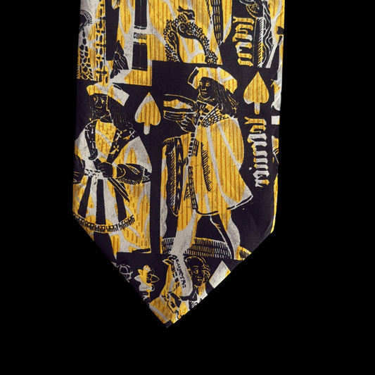 Vintage Black Novelty Crepe Silk Jacquard Tie By (Claude) MONTANA (9.3 cm by 149 cm)