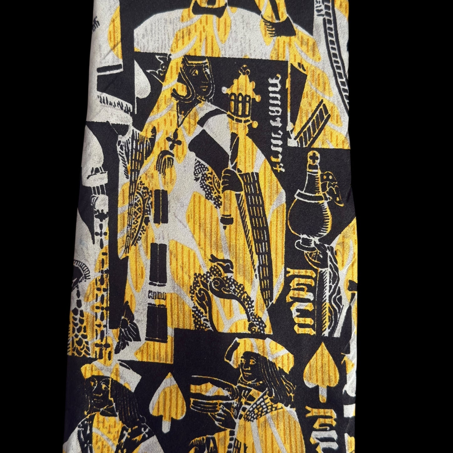 Vintage Black Novelty Crepe Silk Jacquard Tie By (Claude) MONTANA (9.3 cm by 149 cm)