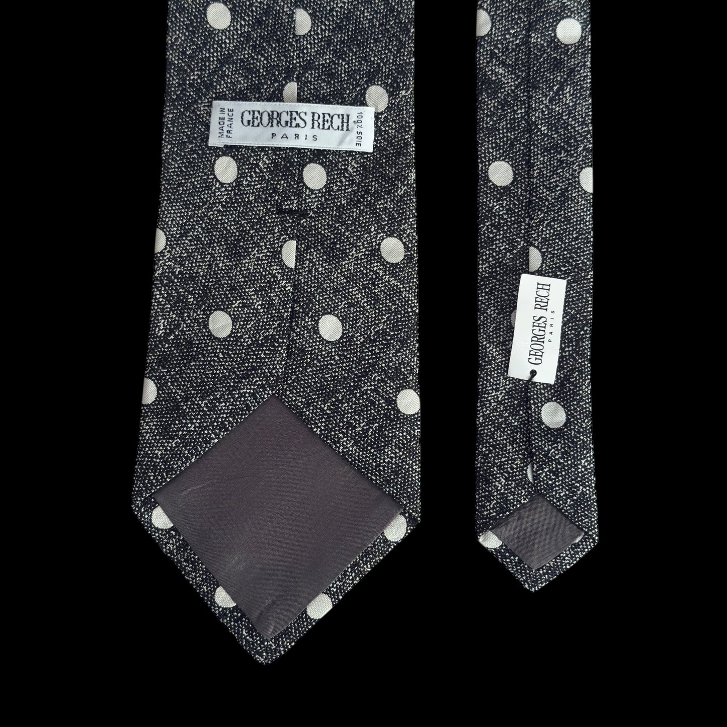 GEORGES RECH Vintage Black/White Polka Dots Silk Tie (9.7 cm by 144 cm)