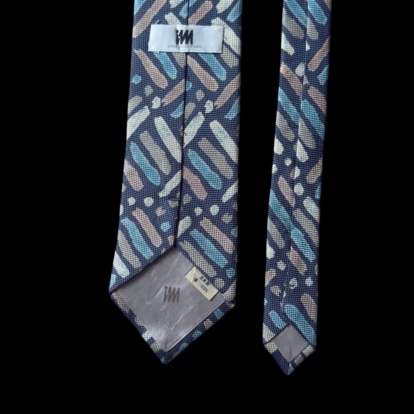 MIYAKE Design Studio Grey Abstract Silk Tie (9.3 cm by 147.5 cm)  Medium Front