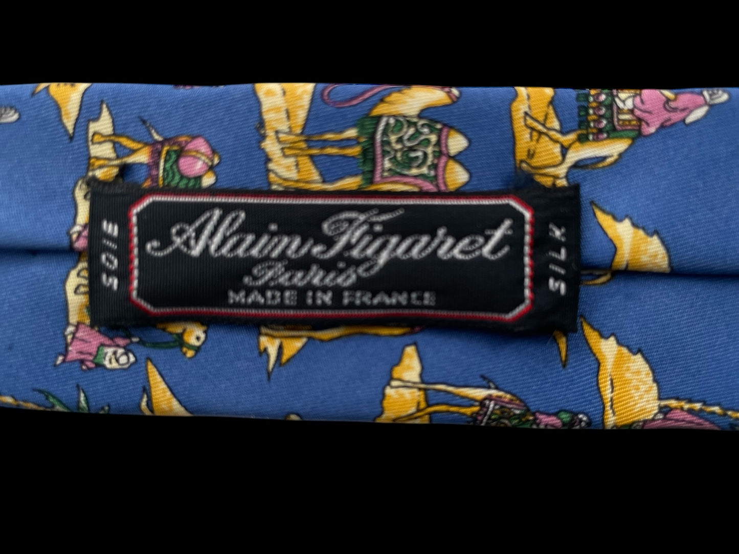 ALAIN FIGARET Vintage Blue Camels Silk Tie (9.2 cm by 148 cm) Normal Front Size.