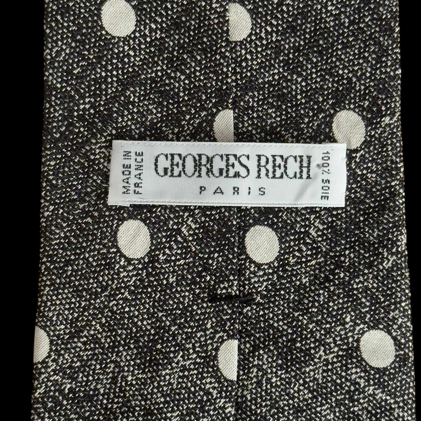 GEORGES RECH Vintage Black/White Polka Dots Silk Tie (9.7 cm by 144 cm)