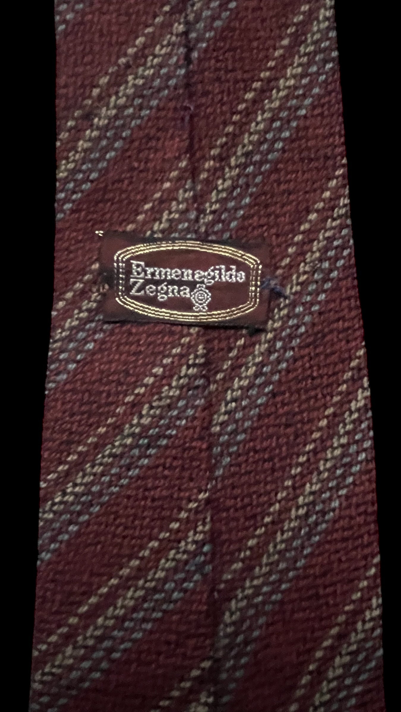 ERMENEGILDO ZEGNA Vintage Burgundy Stripes Cashmere-Wool Blended Tie (8.4 cm by 149 cm)&nbsp;