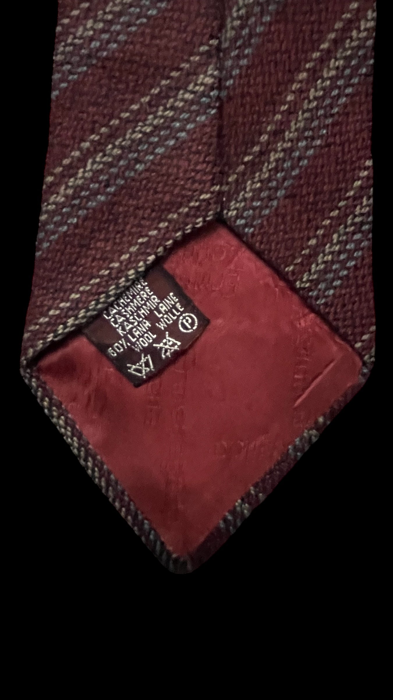 ERMENEGILDO ZEGNA Vintage Burgundy Stripes Cashmere-Wool Blended Tie (8.4 cm by 149 cm)&nbsp;