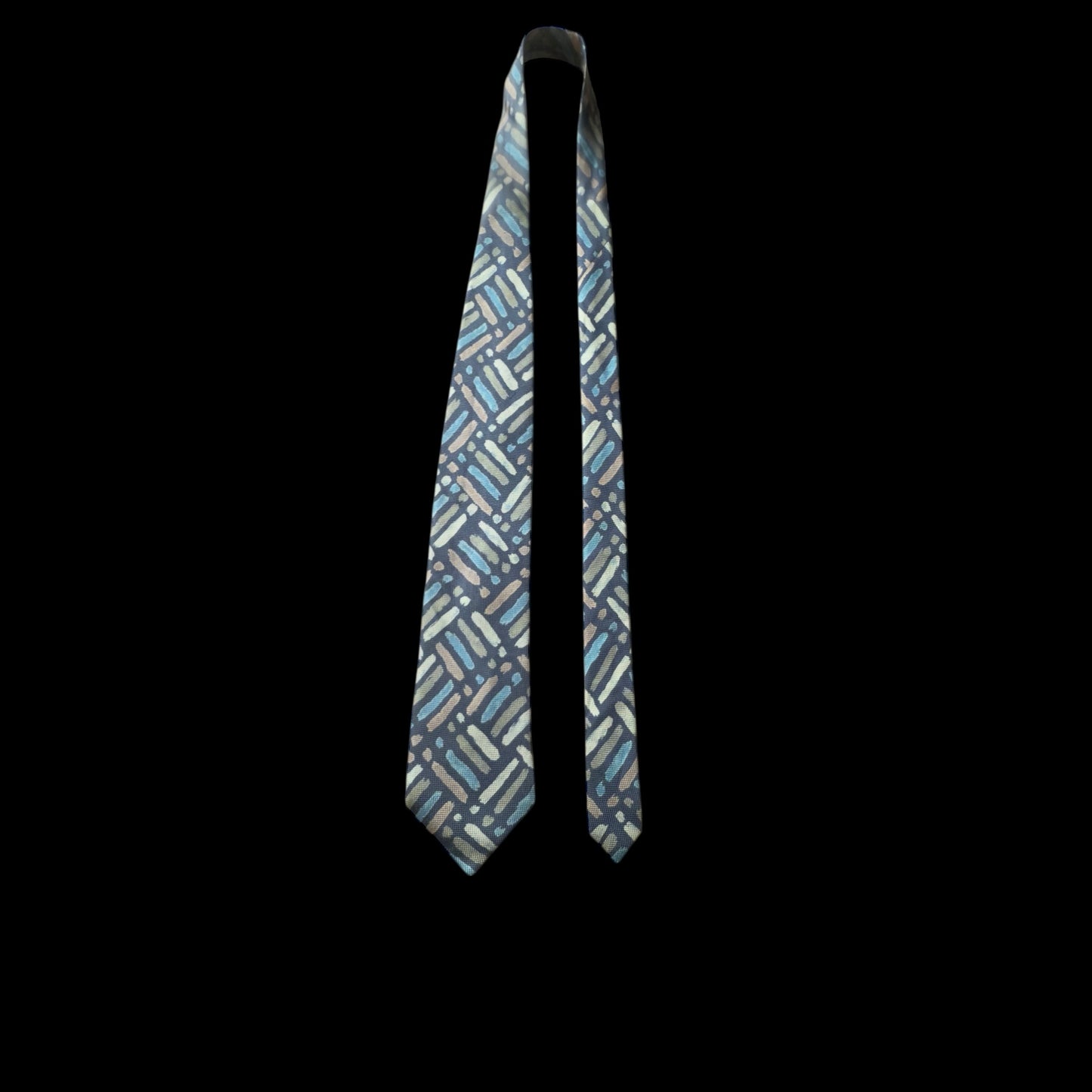 MIYAKE Design Studio Grey Abstract Silk Tie (9.3 cm by 147.5 cm)  Medium Front