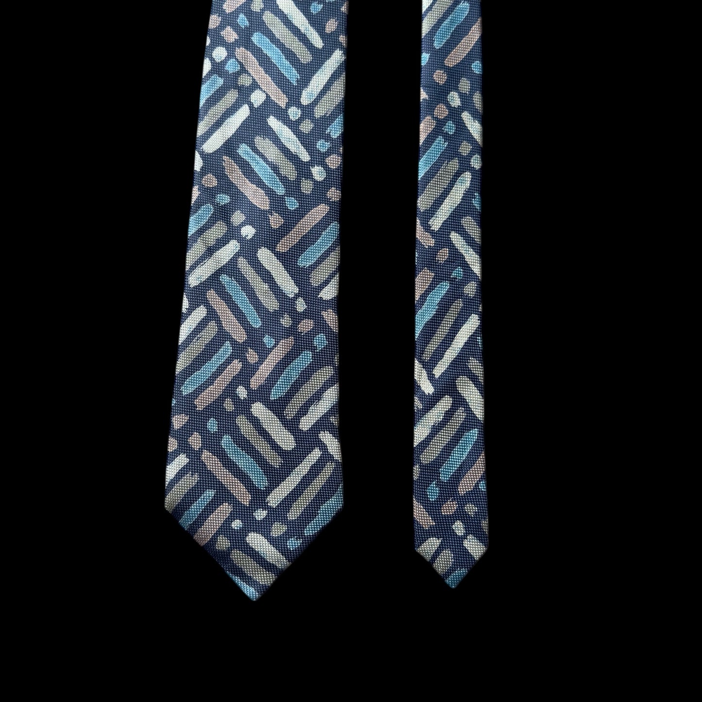 MIYAKE Design Studio Grey Abstract Silk Tie (9.3 cm by 147.5 cm)  Medium Front