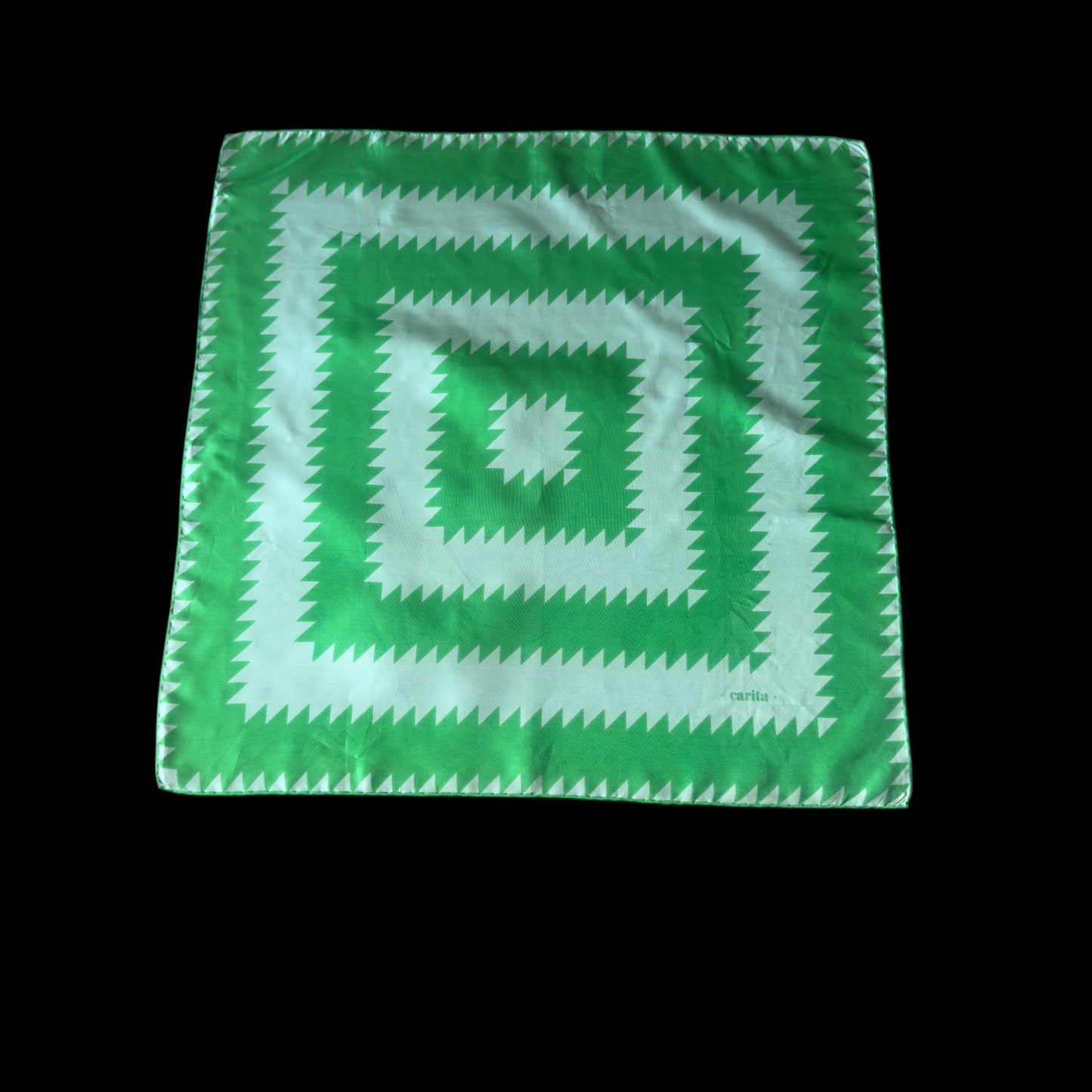 CARITA Paris Vintage Green Geometric Silk Scarf (69 cm by 66.5 cm)