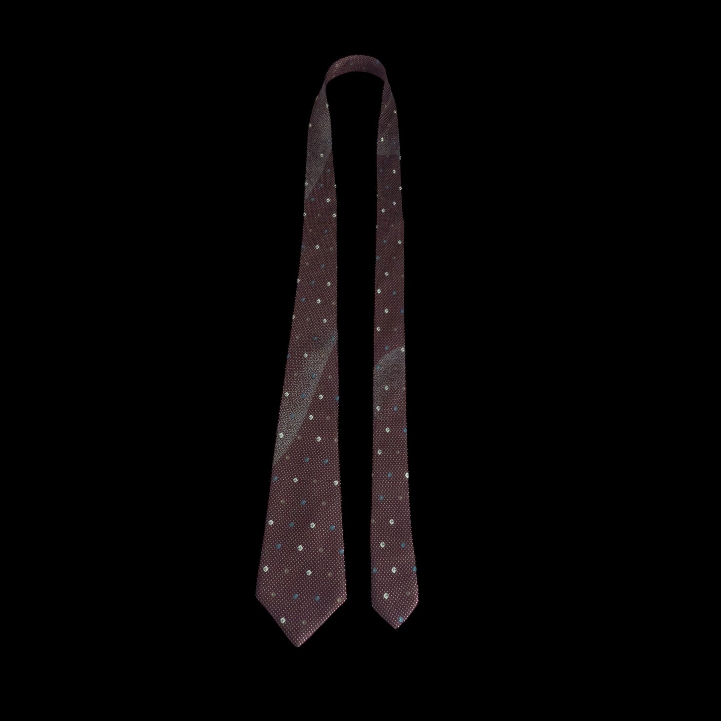 Vintage Burgundy Abstract Silk Tie By DEROCHE (8.1 cm by 142.3 cm)
