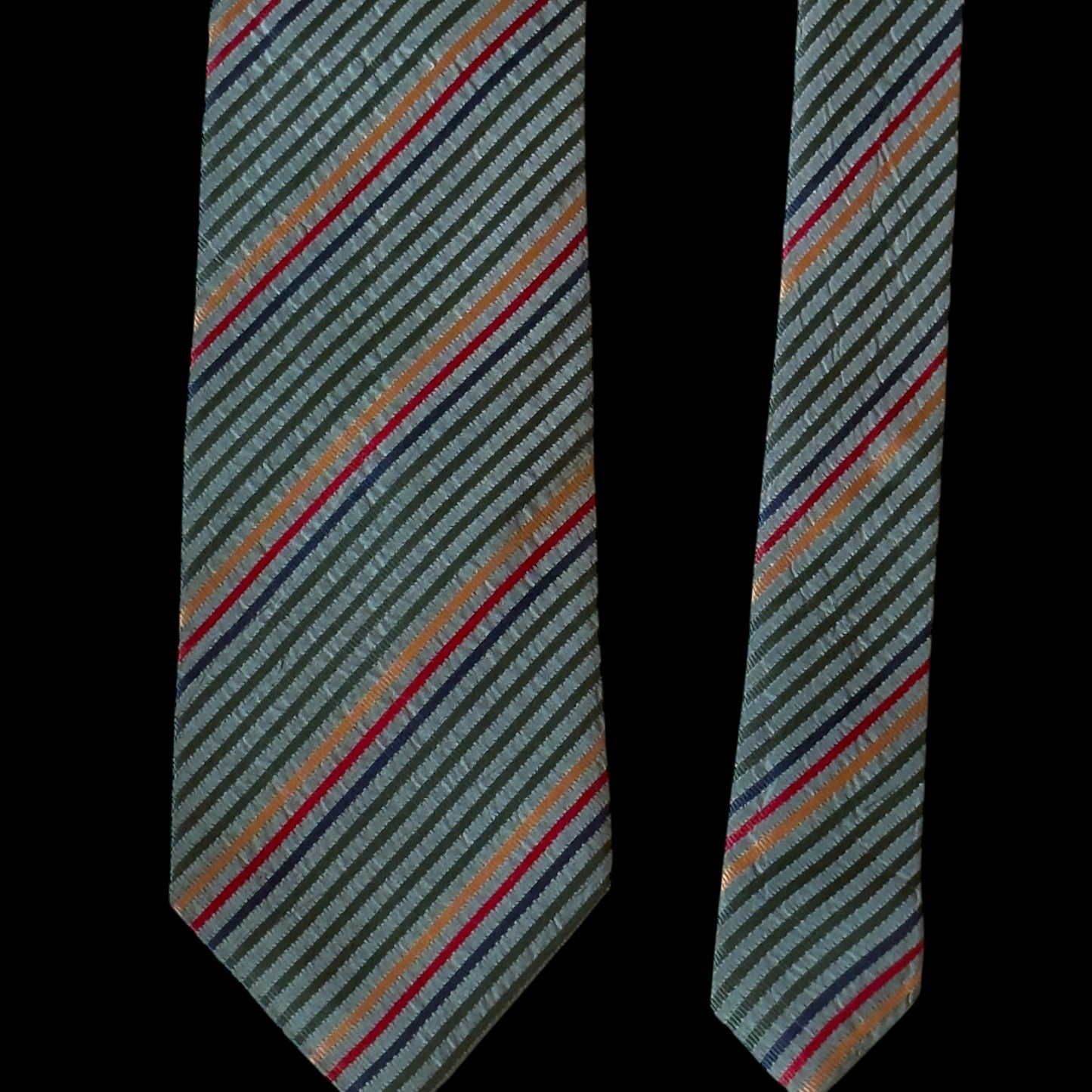 ETRO Vintage Green Stripes Silk Tie (9.2 cm by 150 cm)