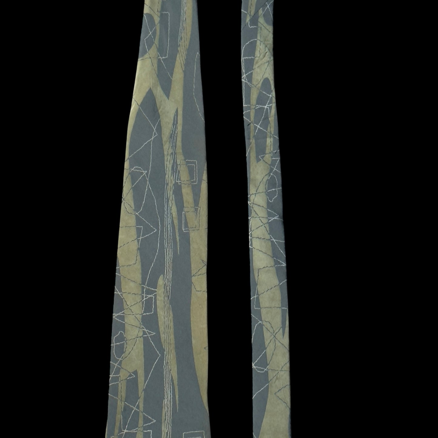 MIYAKE Design Studio Olive Green Abstract Silk Tie (8.9 cm by 142.5 cm)  Medium Front