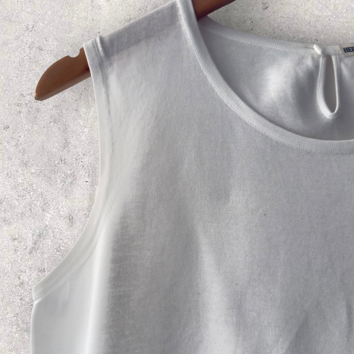 HERMES Vintage White Cotton Tank Top. Size S (Small/Medium Body fitted).