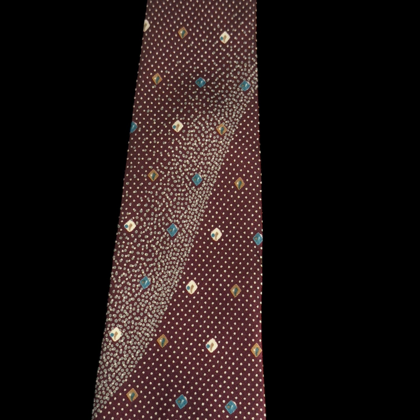 Vintage Burgundy Abstract Silk Tie By DEROCHE (8.1 cm by 142.3 cm)